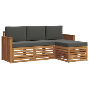 vidaXL Комплект дивани за открито 4 pcs Натурален и Антрацит
