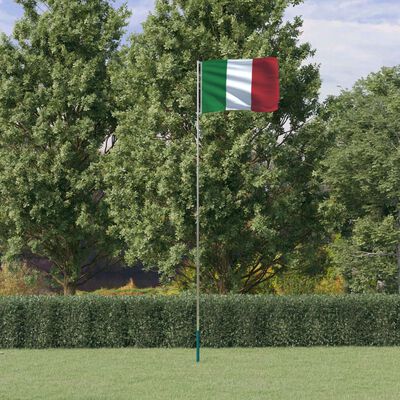 vidaXL Флаг на Италия и стълб, 5,55 м, алуминий