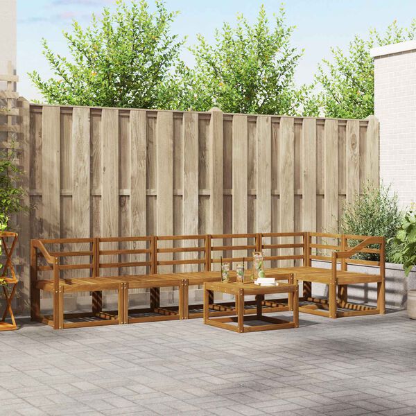 vidaXL Комплект дивани за открито 7 pcs Естествен