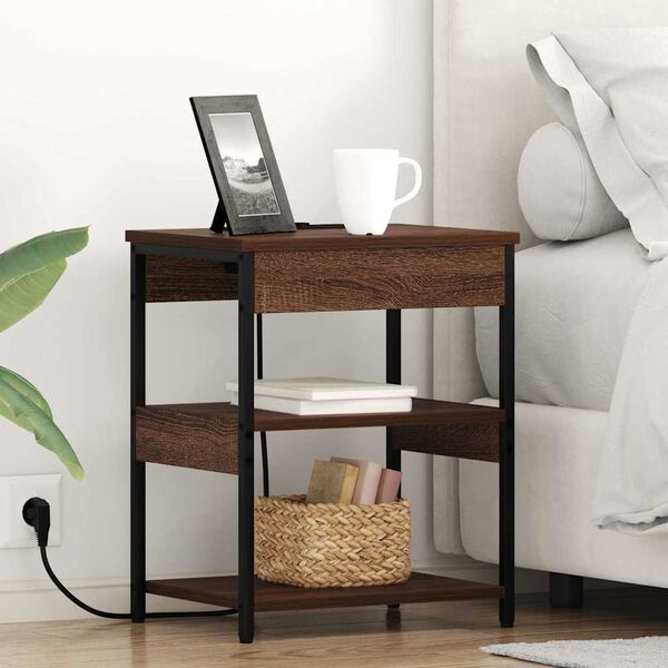 vidaXL Нощен шкаф 2 pcs Кафяв дъб 41 x 31 x 51 см Инженерно дърво