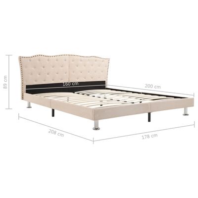 280535 vidaXL Bed Frame Beige Fabric 160x200 cm