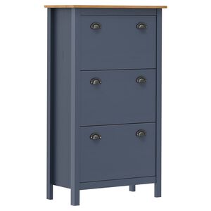 vidaXL Шкаф за обувки Hill сив 72x35x124 см борово дърво масив