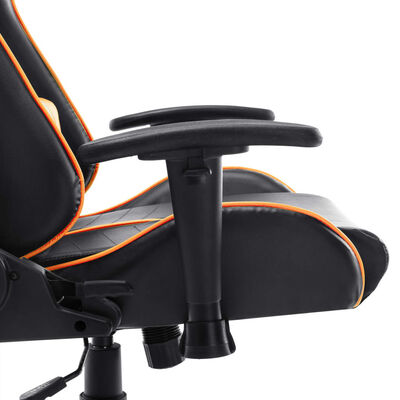 vidaXL Геймърски стол, черно и оранжево, изкуствена кожа