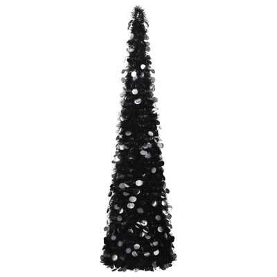vidaXL Pop-up изкуствена коледна елха, черна, 180 см, PET