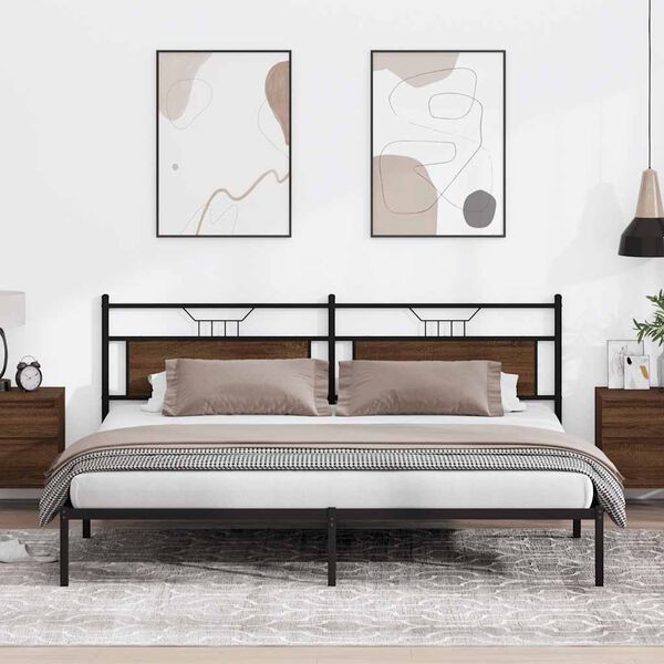 vidaXL Рамка за легло без матрак Кафяв дъб Инженерна дървесина