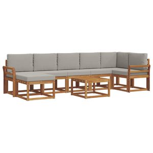 vidaXL Комплект дивани за открито 8 pcs Естествено и светло сиво