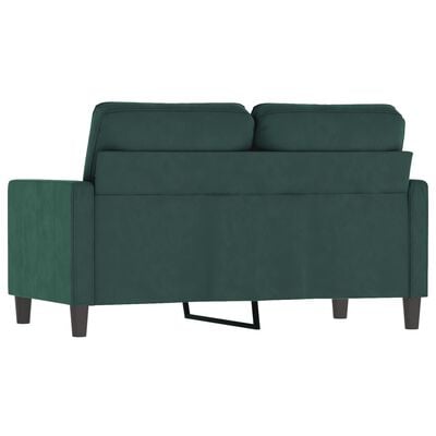 vidaXL 2-местен диван, тъмнозелен, 120 см, кадифе
