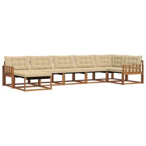 vidaXL Комплект дивани за открито 7 pcs Натурален и Бежов