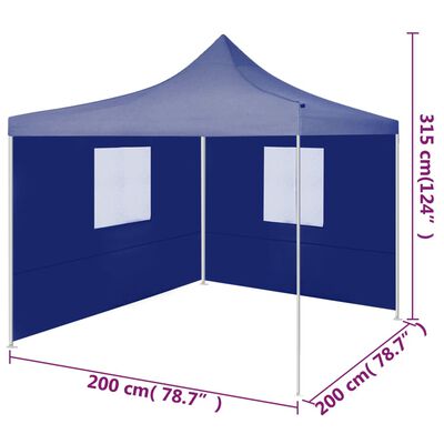 vidaXL Сгъваема парти шатра с 2 странични стени 2x2 м стомана синя