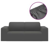 vidaXL Разтеглив калъф за 2-местен диван, антрацит, полиестерно жарсе