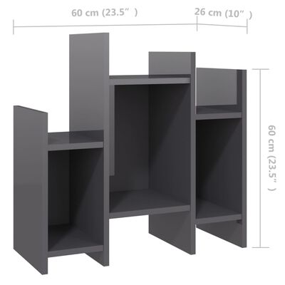 vidaXL Страничен шкаф, сив гланц, 60x26x60 см, ПДЧ