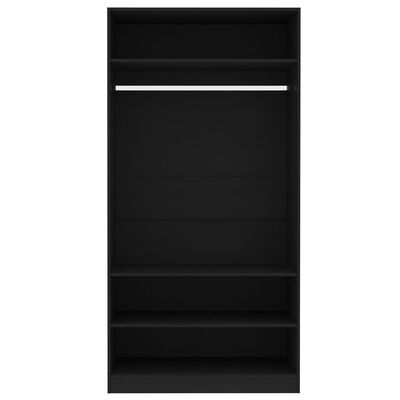 vidaXL Гардероб, черен, 100x50x200 см, ПДЧ