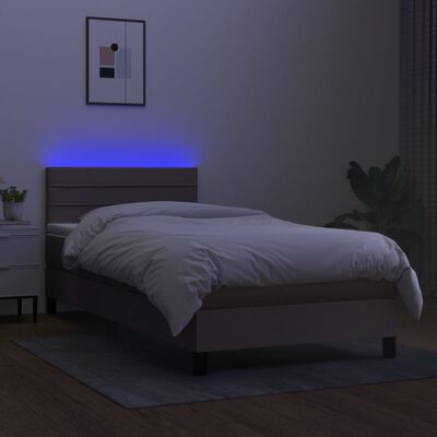 vidaXL Боксспринг легло с матрак и LED, таупе, 100x200 см, плат