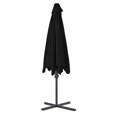 vidaXL Градински чадър със стоманен прът, черен, 300x230 см
