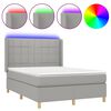 vidaXL Боксспринг легло с матрак и LED, светлосиво, 140x190 см, плат