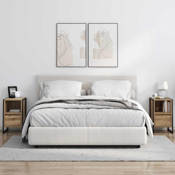 vidaXL Нощно шкафче с чекмедже 2 pcs Дъб Артизан 39,5 x 30 x 50 см