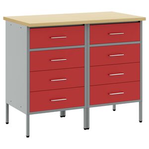 vidaXL Работен кабинет с чекмедже 2 бр. Червен и сив 100 x 55 x 85 см