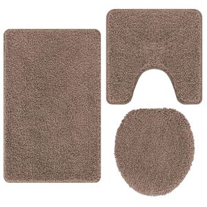 vidaXL Комплект антислип килими за баня 3 pcs Кафяво 50 x 50 cm ПП