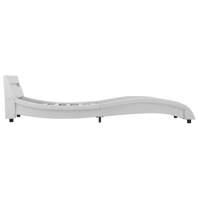 vidaXL Рамка за легло с LED, бяла, изкуствена кожа, 90x200 cм