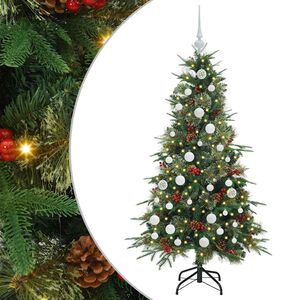 vidaXL Изкуствено коледно дърво с хингед Зелен 150 cm PE и PVC