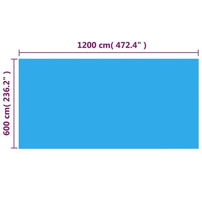 vidaXL Правоъгълно покривало за басейн, 1200x600 см, PE, синьо