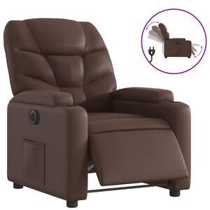 vidaXL Електрически наклоняем стол, кафяв, изкуствена кожа