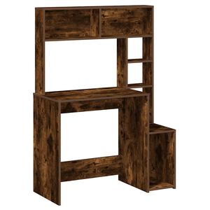 vidaXL Бюро с рафтове, опушен дъб, 100x45x140 см, инженерно дърво