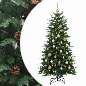 vidaXL Изкуствено коледно дърво с хингед 150 см 150 LED светодиода
