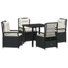 vidaXL Комплект за хранене в градината 5 pcs Черно полиратан
