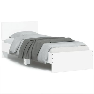 vidaXL Рамка за легло с табла, бяла, 75x190 см, инженерно дърво