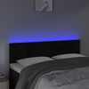 vidaXL LED горна табла за легло, черна, 144x5x78/88 см, кадифе