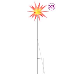 vidaXL Коледни лампи с шипове, 3 бр, LED, сгъваеми, червени, 35 см