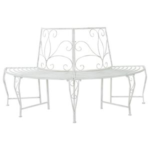 vidaXL Дървесен бенч 4 -местен 160 x 80 x 89 см steel Антично бяло