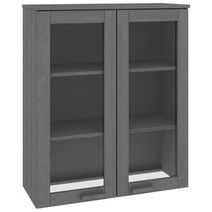 vidaXL Надстройка за шкаф HAMAR, тъмносива, 85x35x100 см, бор масив