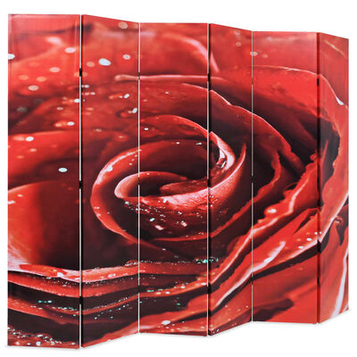vidaXL Сгъваем параван за стая, 228x170 см, роза, червен