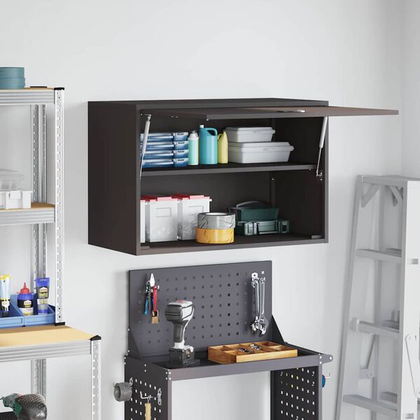 vidaXL Стенен шкаф за гараж Черно 80 x 40 x 53 см