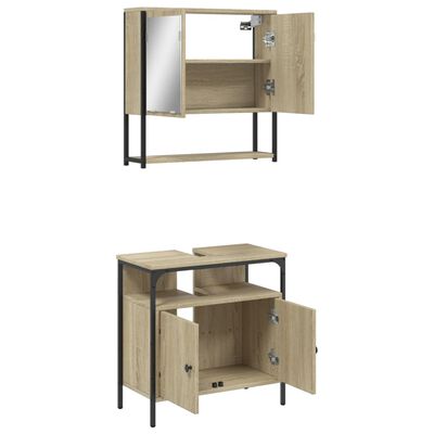 vidaXL Комплект мебели за баня от 2 части, дъб сонома, инженерно дърво