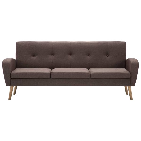 vidaXL 3-местен диван, текстил, кафяв