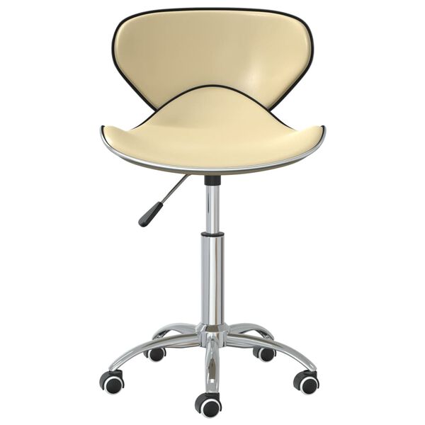 vidaXL Въртящи се трапезни столове, 2 бр, кремави, изкуствена кожа