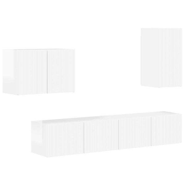 vidaXL Комплект за стена на телевизор 4 pcs Лъскаво бяло