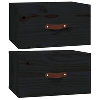 vidaXL Нощни шкафчета за стенен монтаж, 2 бр, черен, 40x29,5x22 см