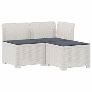 vidaXL Пейка за градина с Cushions във вид на ратан 3-местен ПП Бяло