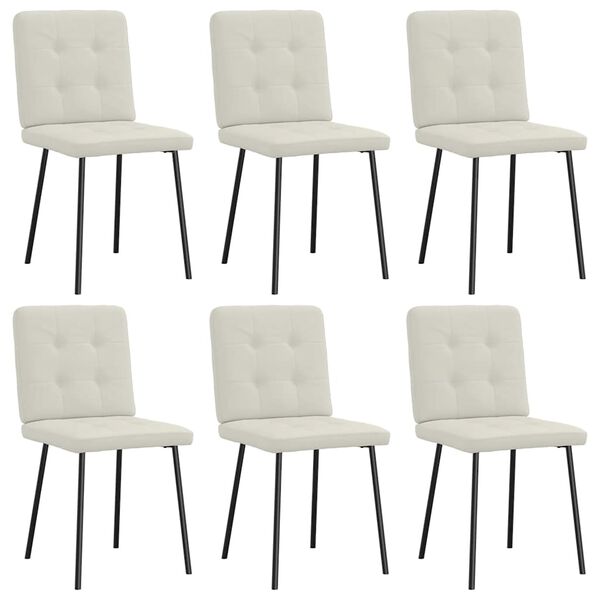 vidaXL Трапезни столове, 6 бр, кремави, кадифе