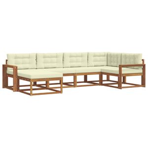 vidaXL Комплект дивани за открито 6 pcs Натурален и Крема
