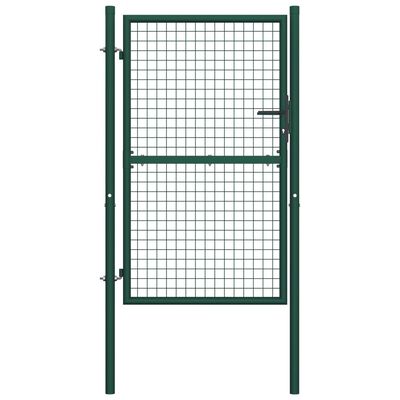 vidaXL Порта за ограда, стомана, 100x175 см, зелена