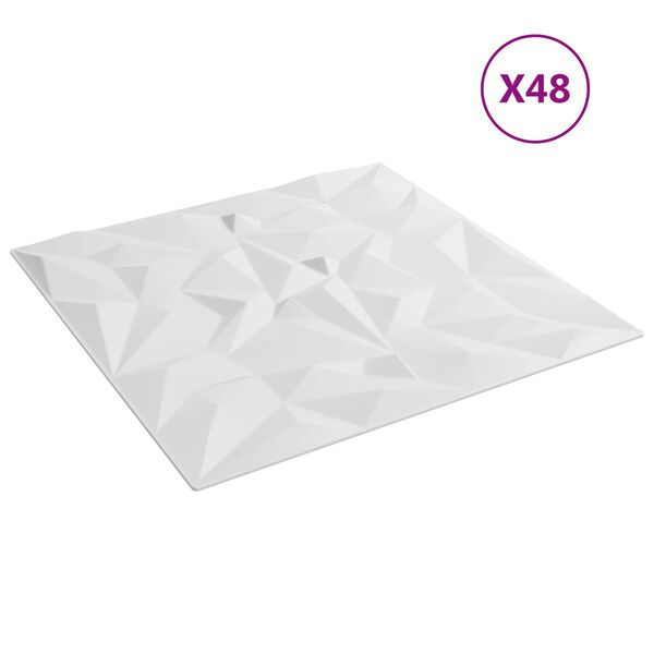 vidaXL Стенни панели 48 pcs Бял 50 x 50 cm XPS Пяна