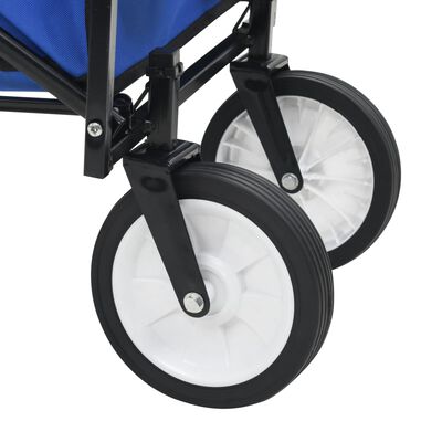 vidaXL Сгъваема ръчна количка, стомана, синя