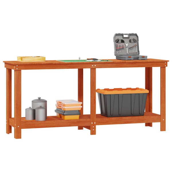 vidaXL Работна маса Восъчен Кафяв 180 x 50 x 80 cm Масивна боровина