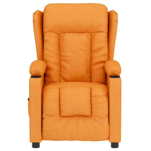 vidaXL Електрически масажен стол, тъмножълт, текстил