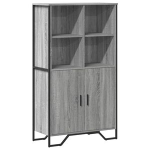 vidaXL Висок шкаф, сив сонома, 79,5x35,5x137,5 см, инженерно дърво